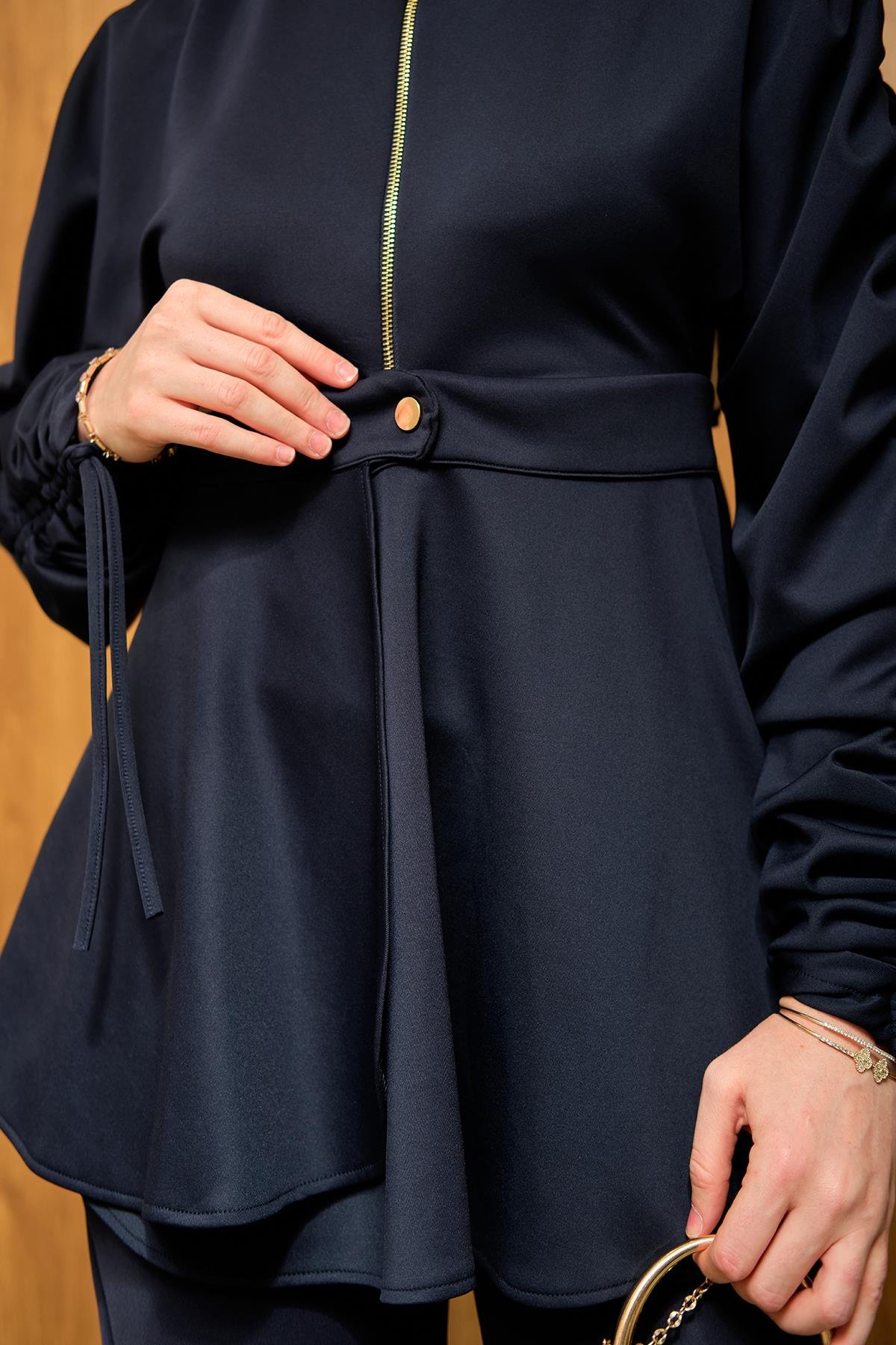 Kol Tünelli Beli Kemerli Takım Lacivert