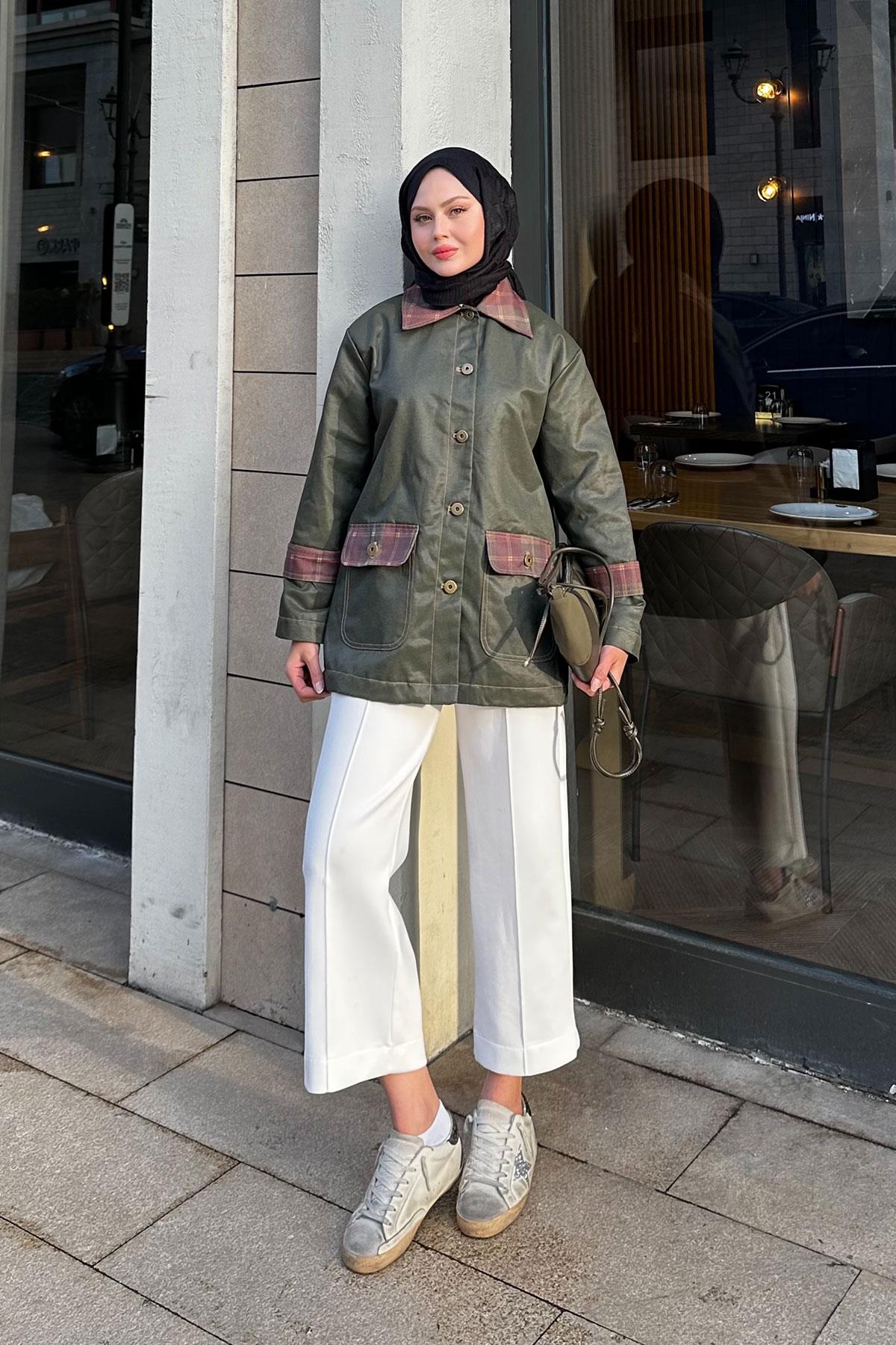 Kolları Apoletli Trenç Koyu Yeşil