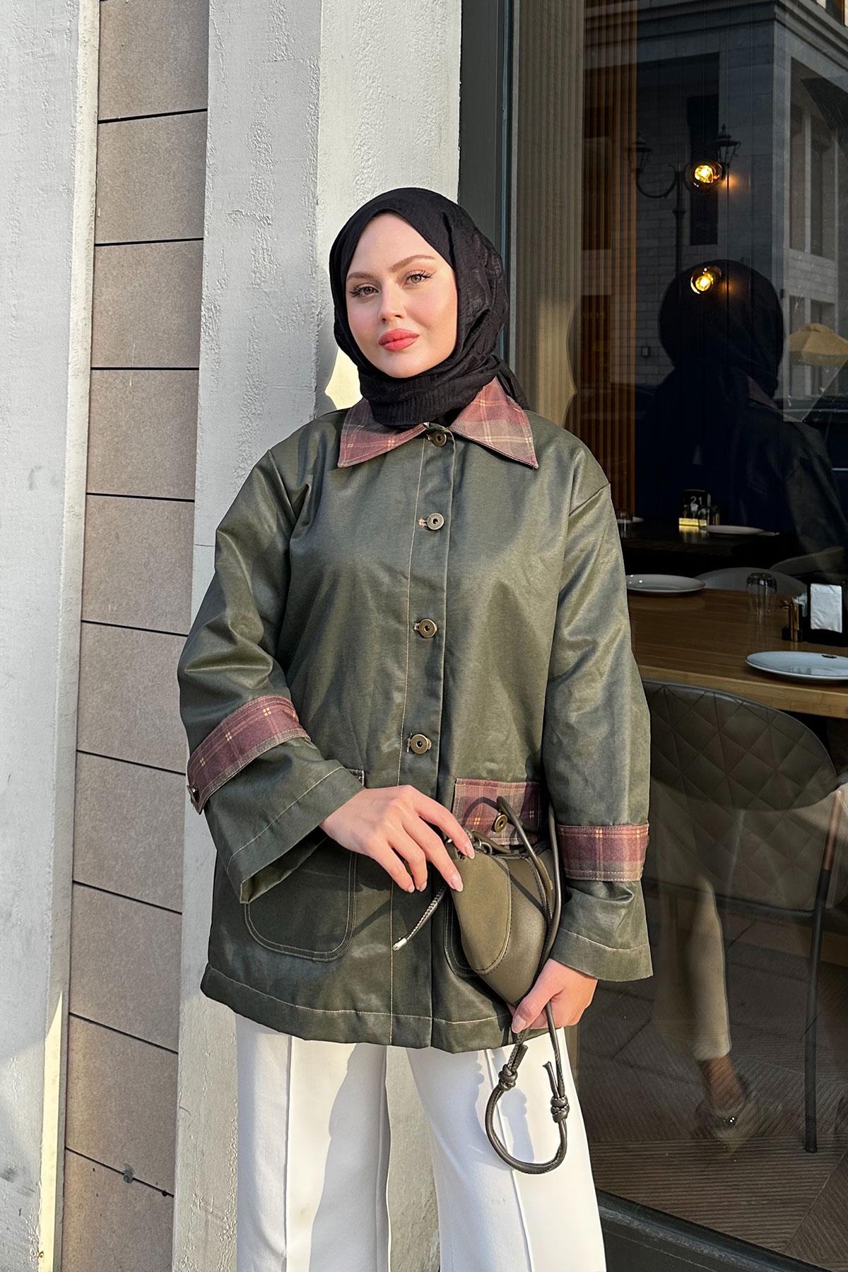 Kolları Apoletli Trenç Koyu Yeşil