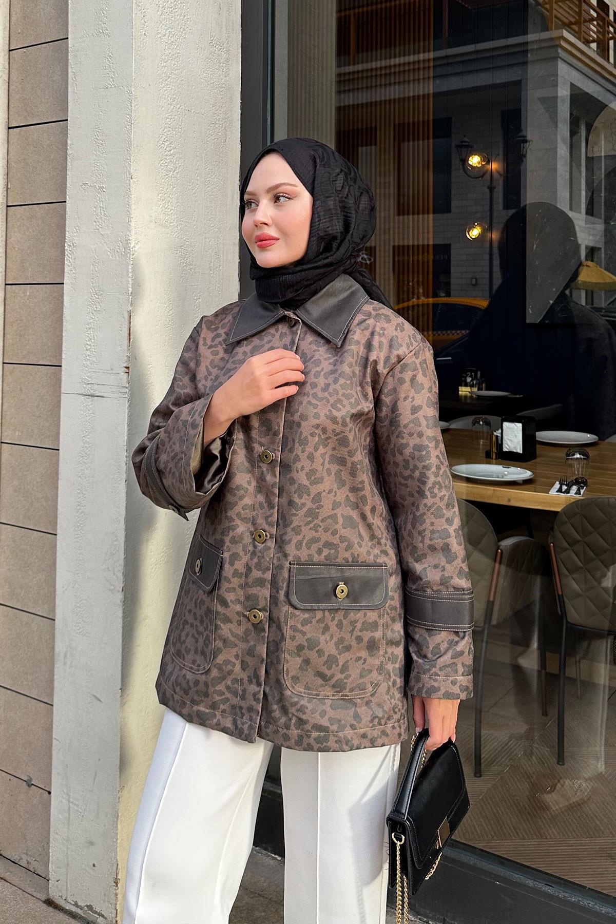 Kolları Apoletli Trenç Leopar