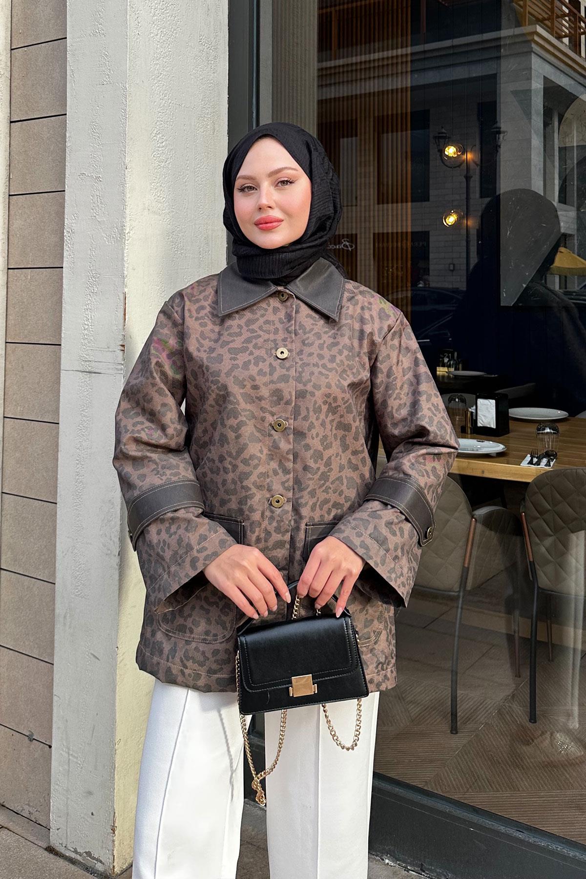 Kolları Apoletli Trenç Leopar