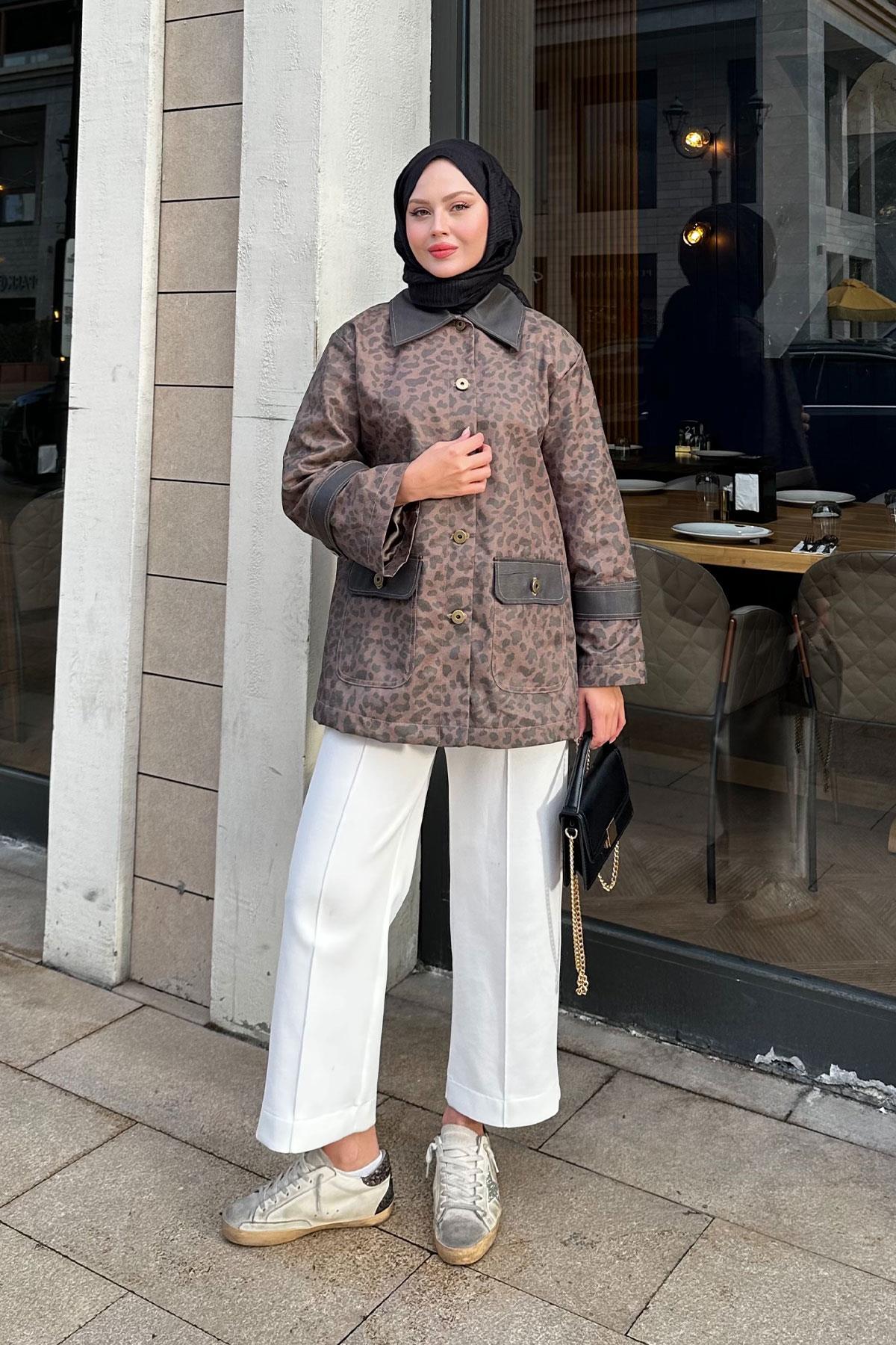 Kolları Apoletli Trenç Leopar