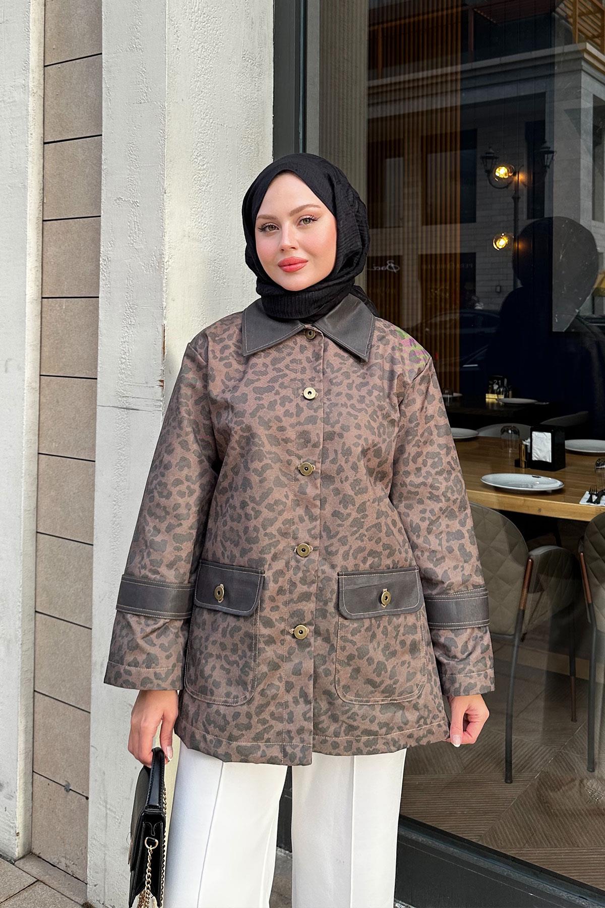 Kolları Apoletli Trenç Leopar