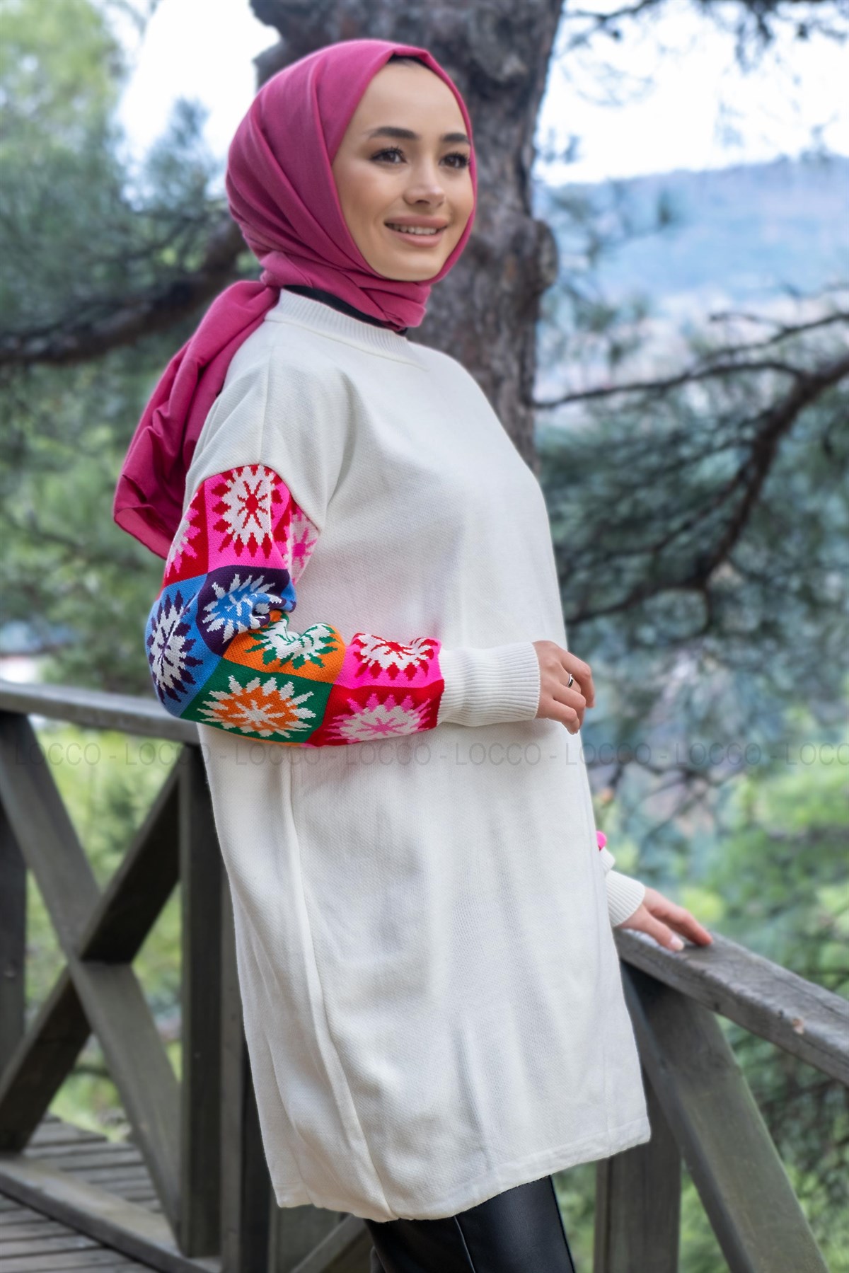 Uygun Fiyatlı KOLLARI ETNIK DESEN TUNK BEYAZ | Loccomoda.com 