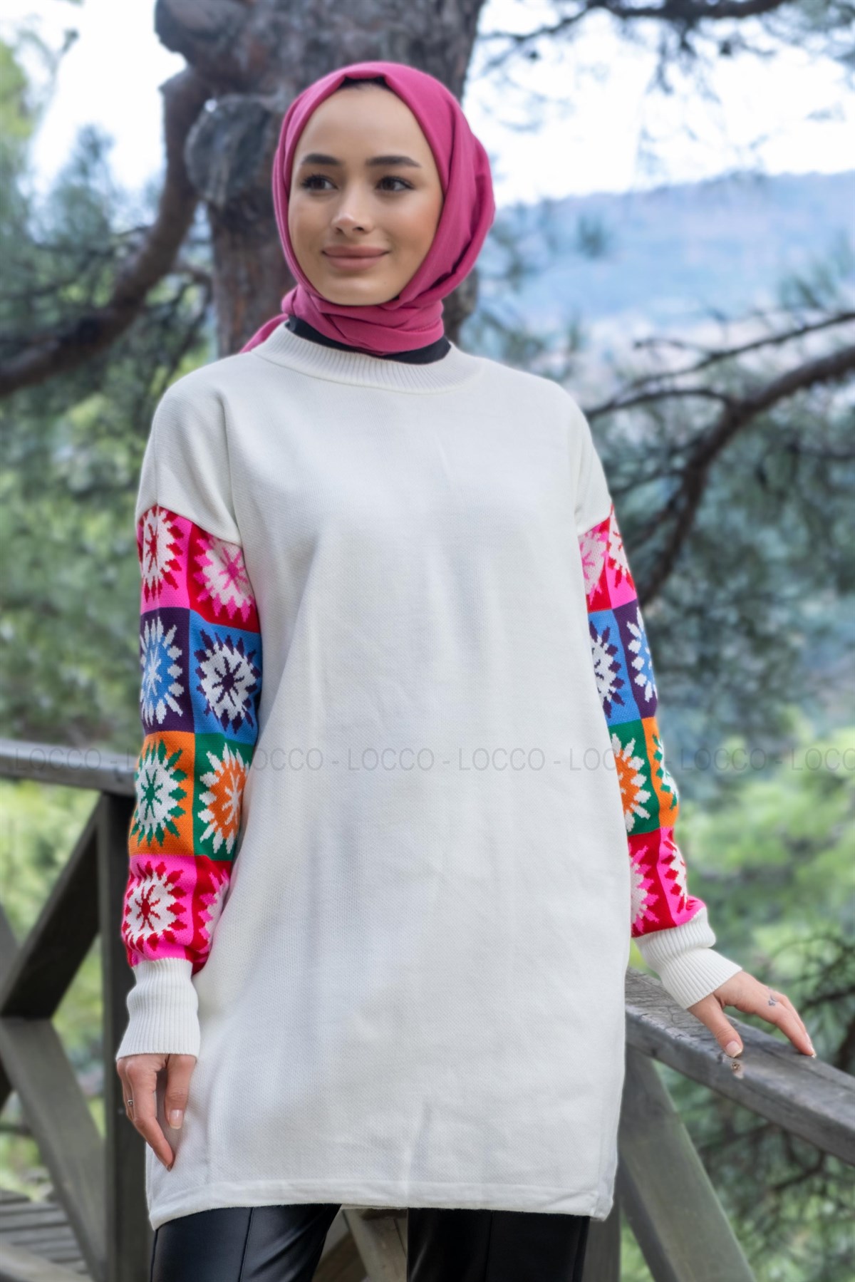 Uygun Fiyatlı KOLLARI ETNIK DESEN TUNK BEYAZ | Loccomoda.com 