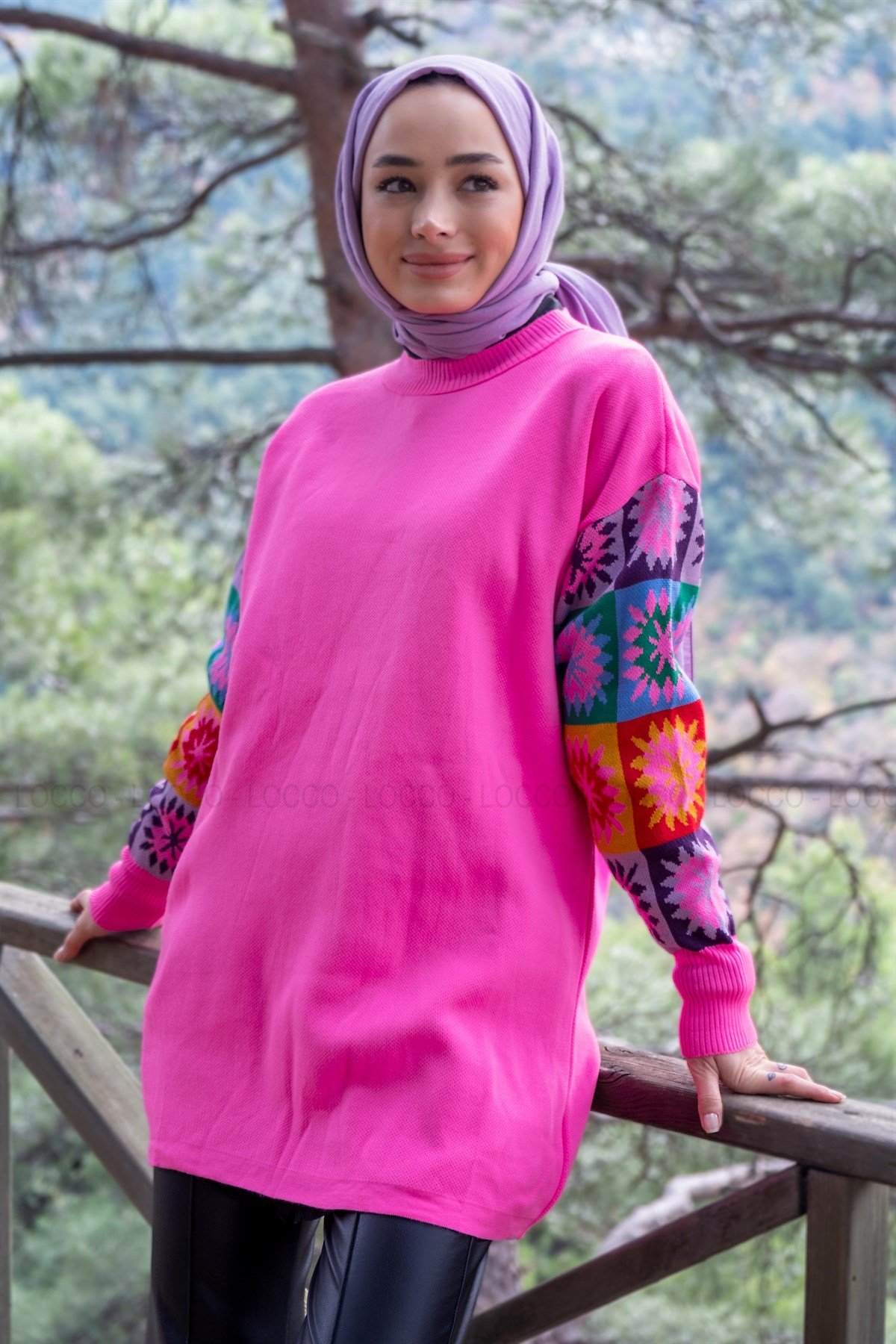 Uygun Fiyatlı KOLLARI ETNIK DESEN TUNK PEMBE | Loccomoda.com 