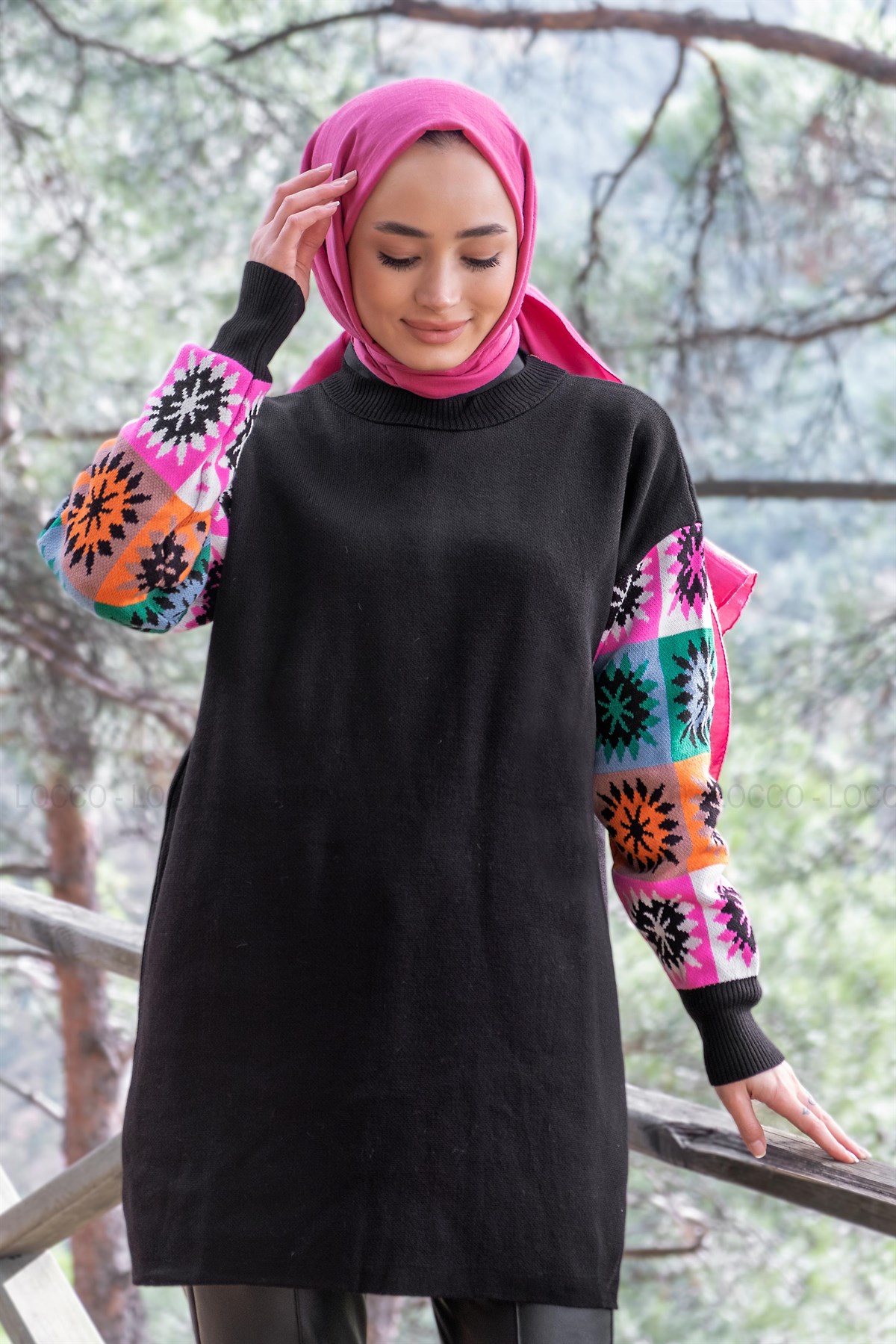 Uygun Fiyatlı KOLLARI ETNIK DESEN TUNK SIYAH | Loccomoda.com 