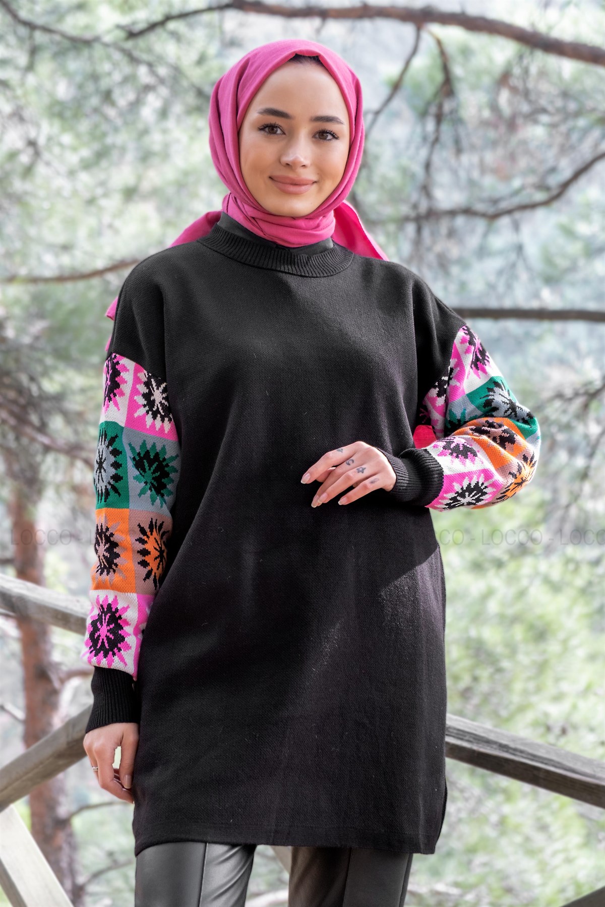 Uygun Fiyatlı KOLLARI ETNIK DESEN TUNK SIYAH | Loccomoda.com 