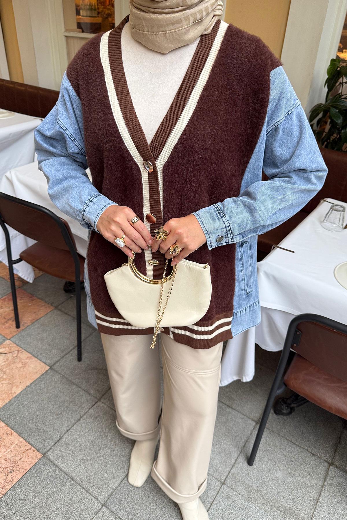 Kot Detay Hırka Kahverengi