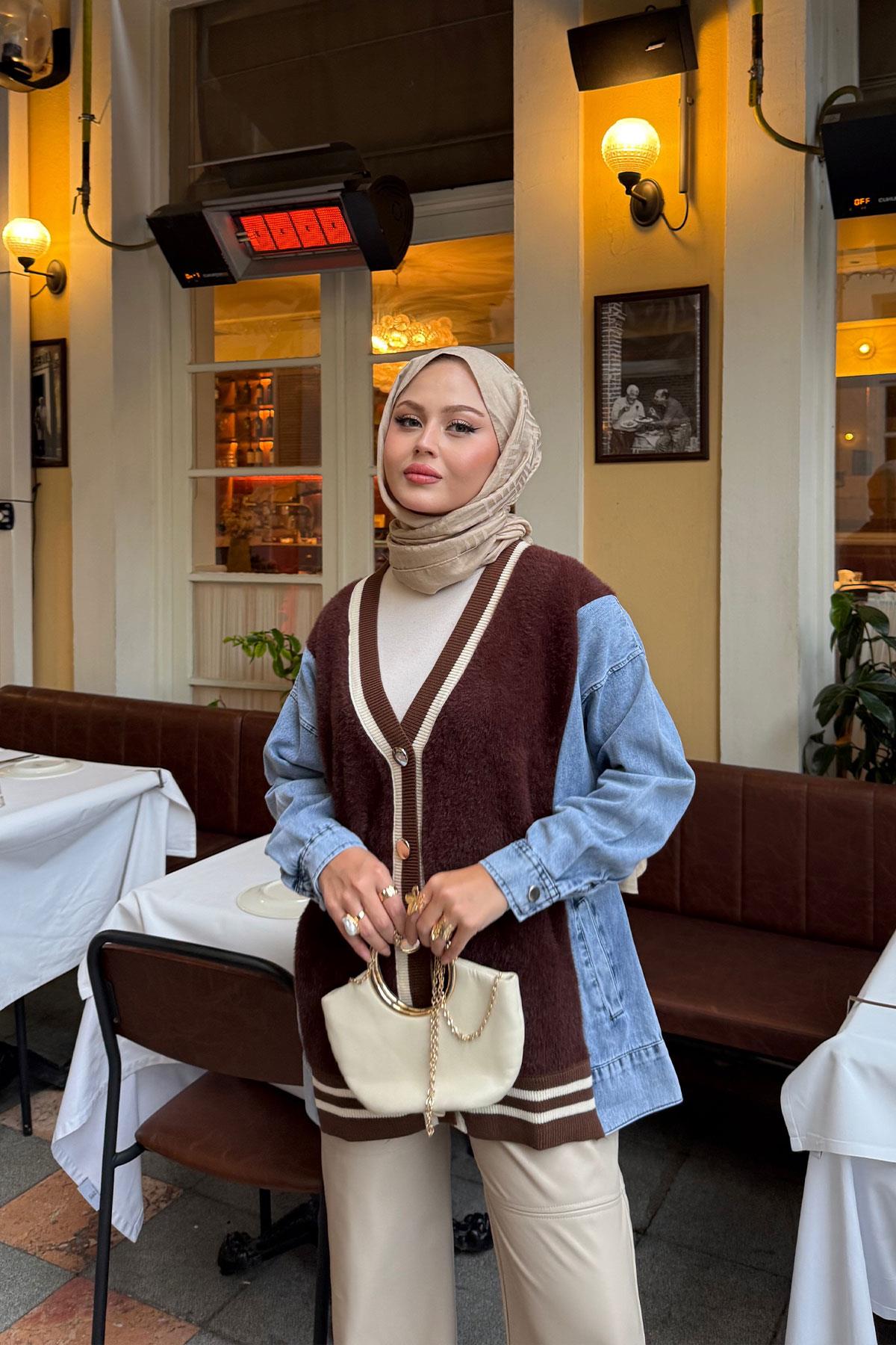 Kot Detay Hırka Kahverengi