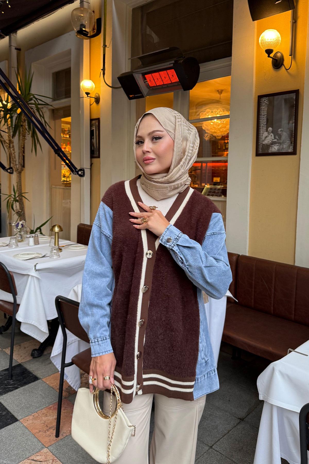 Kot Detay Hırka Kahverengi