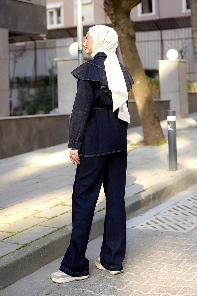 Kot Volanlı Gömlek Lacivert