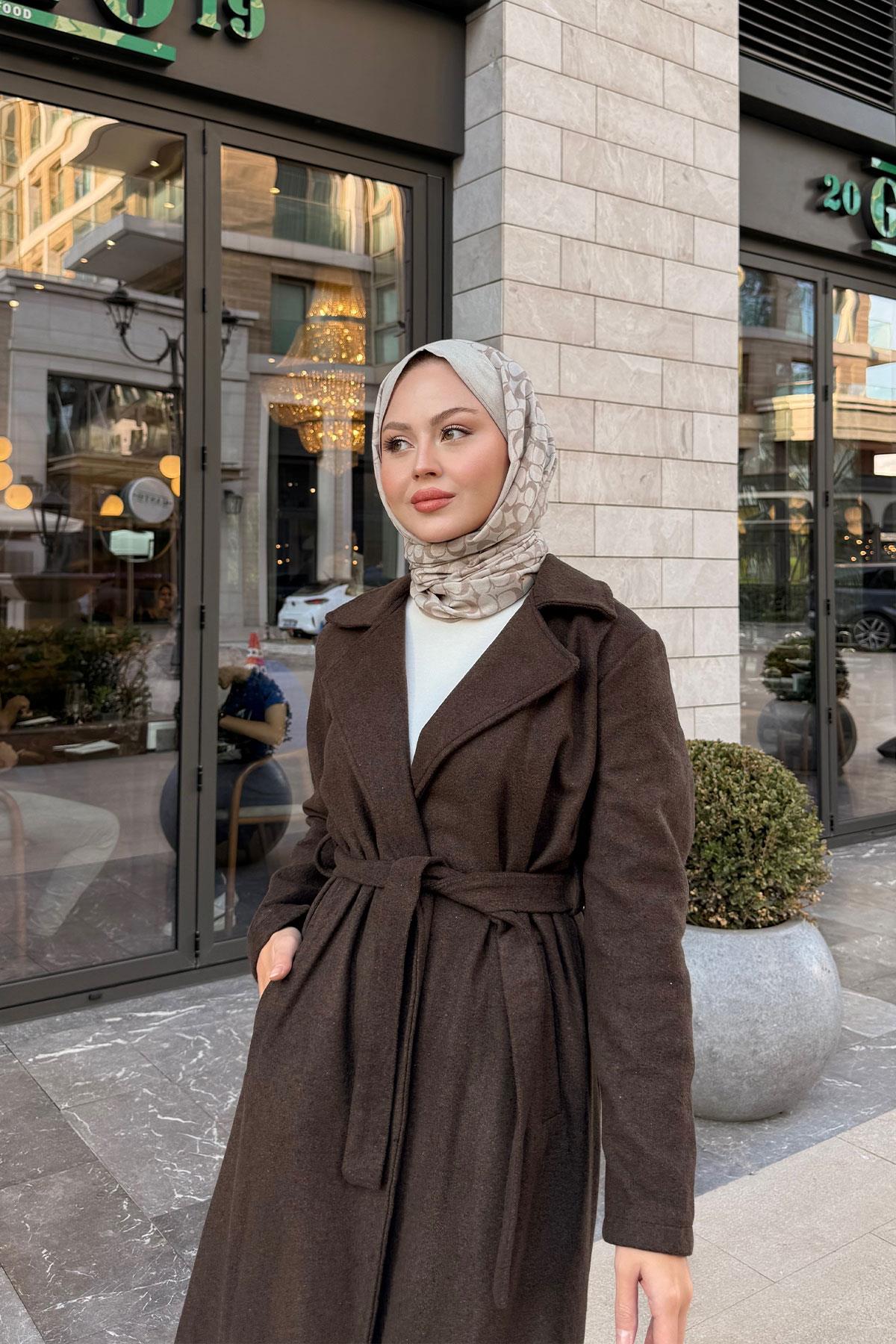 Kruvaze Kaşe Trenç Kahverengi