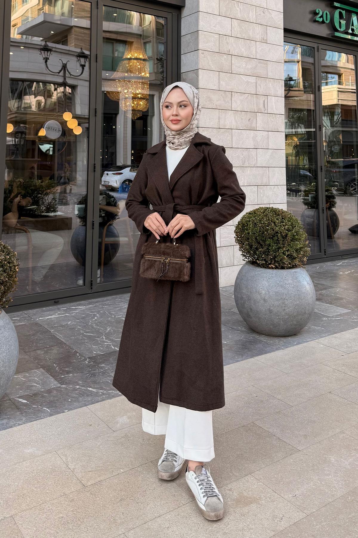 Kruvaze Kaşe Trenç Kahverengi