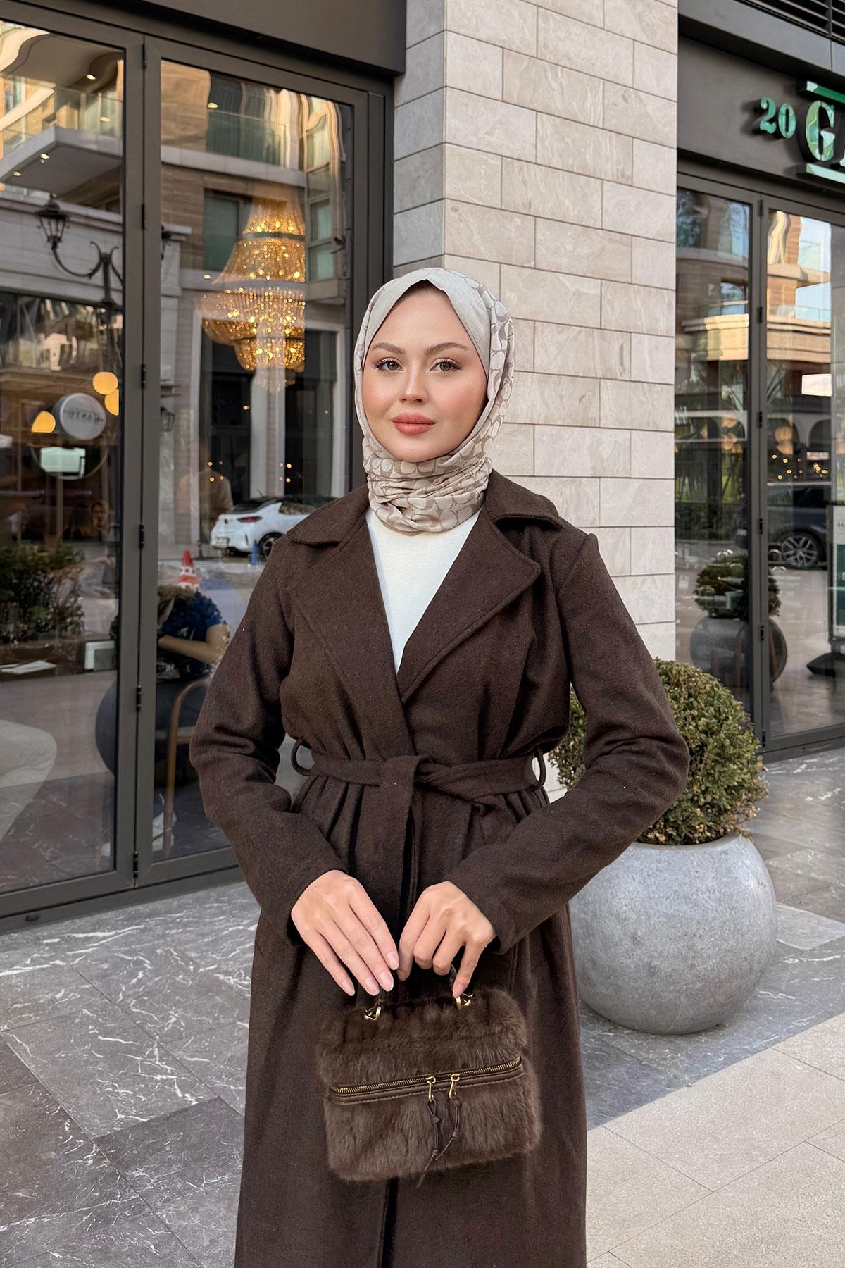 Kruvaze Kaşe Trenç Kahverengi