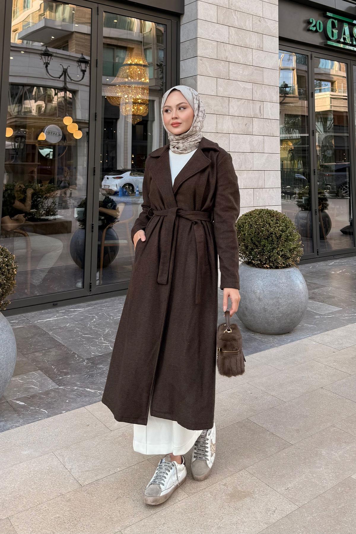 Kruvaze Kaşe Trenç Kahverengi