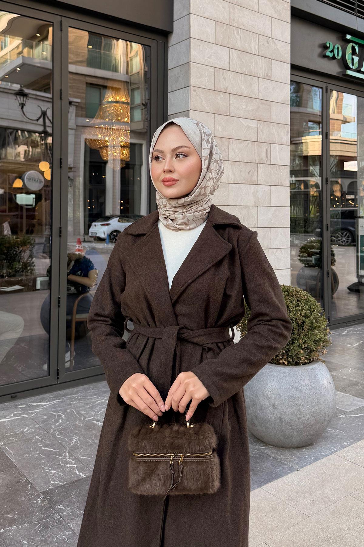 Kruvaze Kaşe Trenç Kahverengi