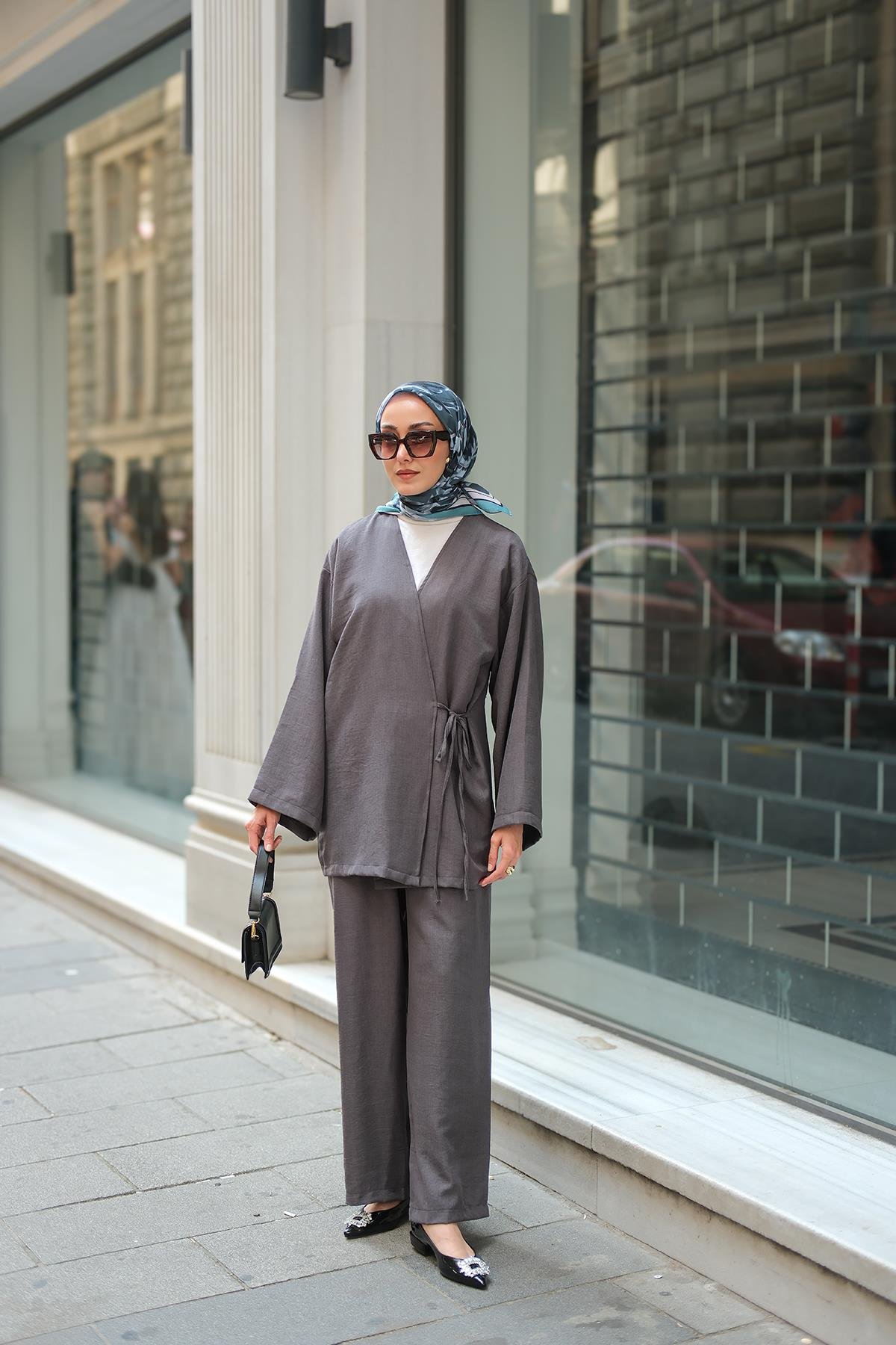 Kruvaze Yaka Takım Antrasit