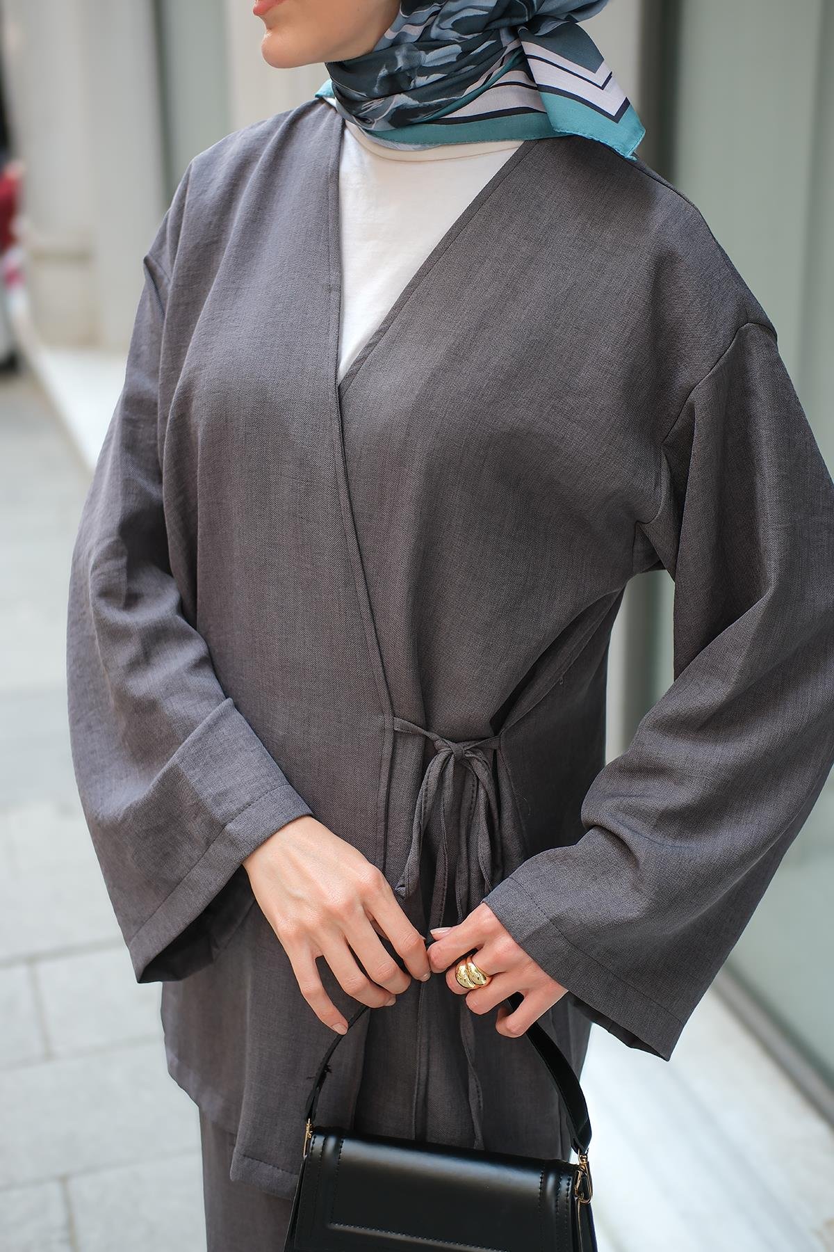 Kruvaze Yaka Takım Antrasit