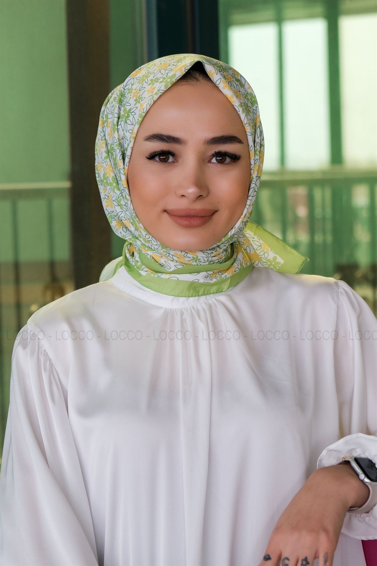Uygun Fiyatlı KUCUK CICEK DESEN ESARP ACIK YESIL | Loccomoda.com 