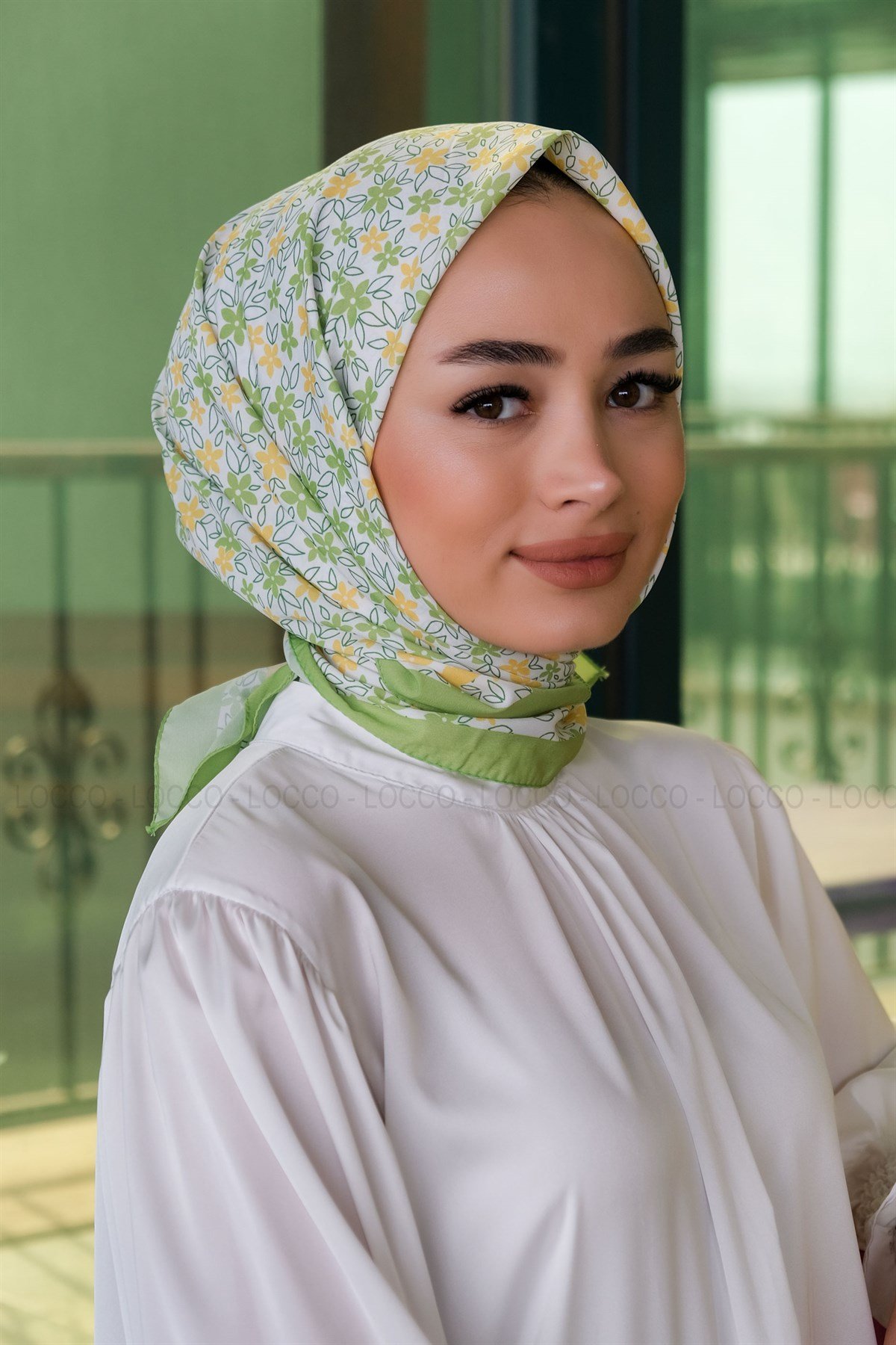 Uygun Fiyatlı KUCUK CICEK DESEN ESARP ACIK YESIL | Loccomoda.com 