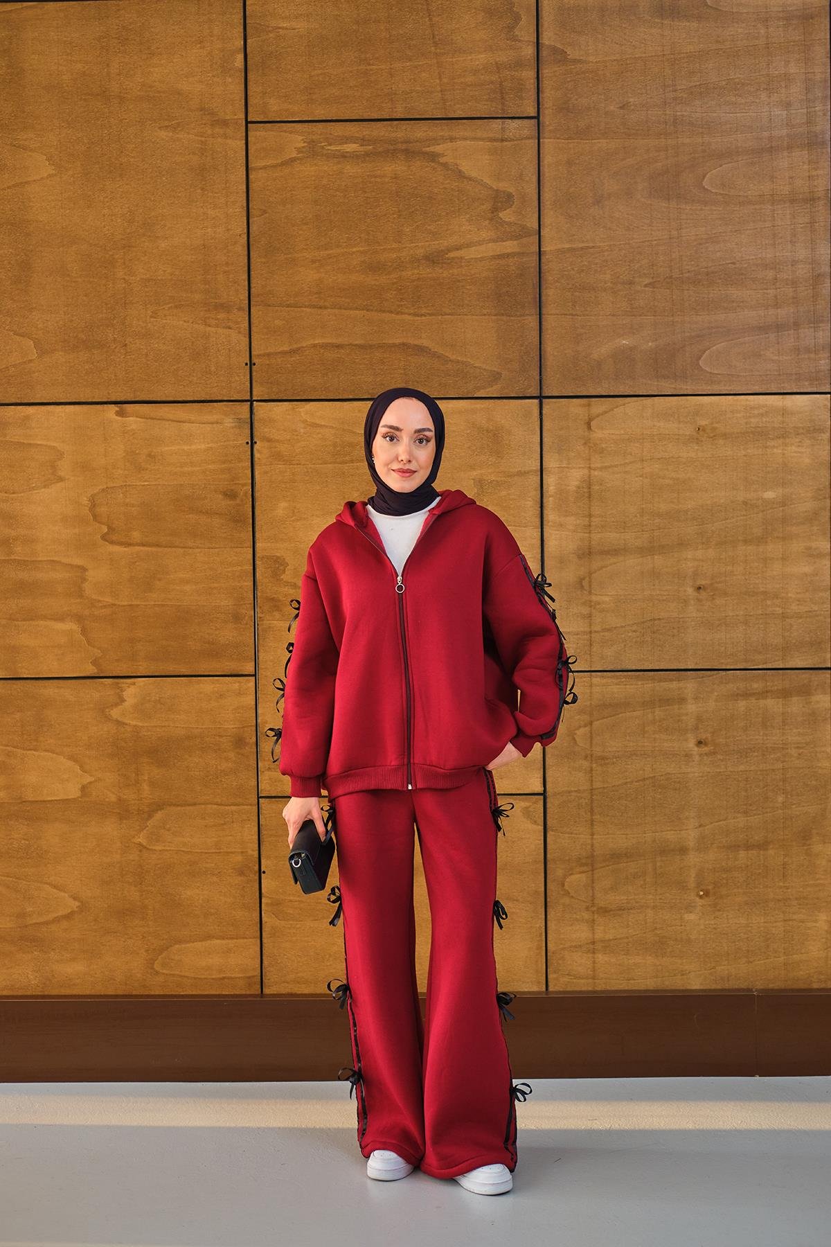 Kurdale Detaylı Takım Bordo