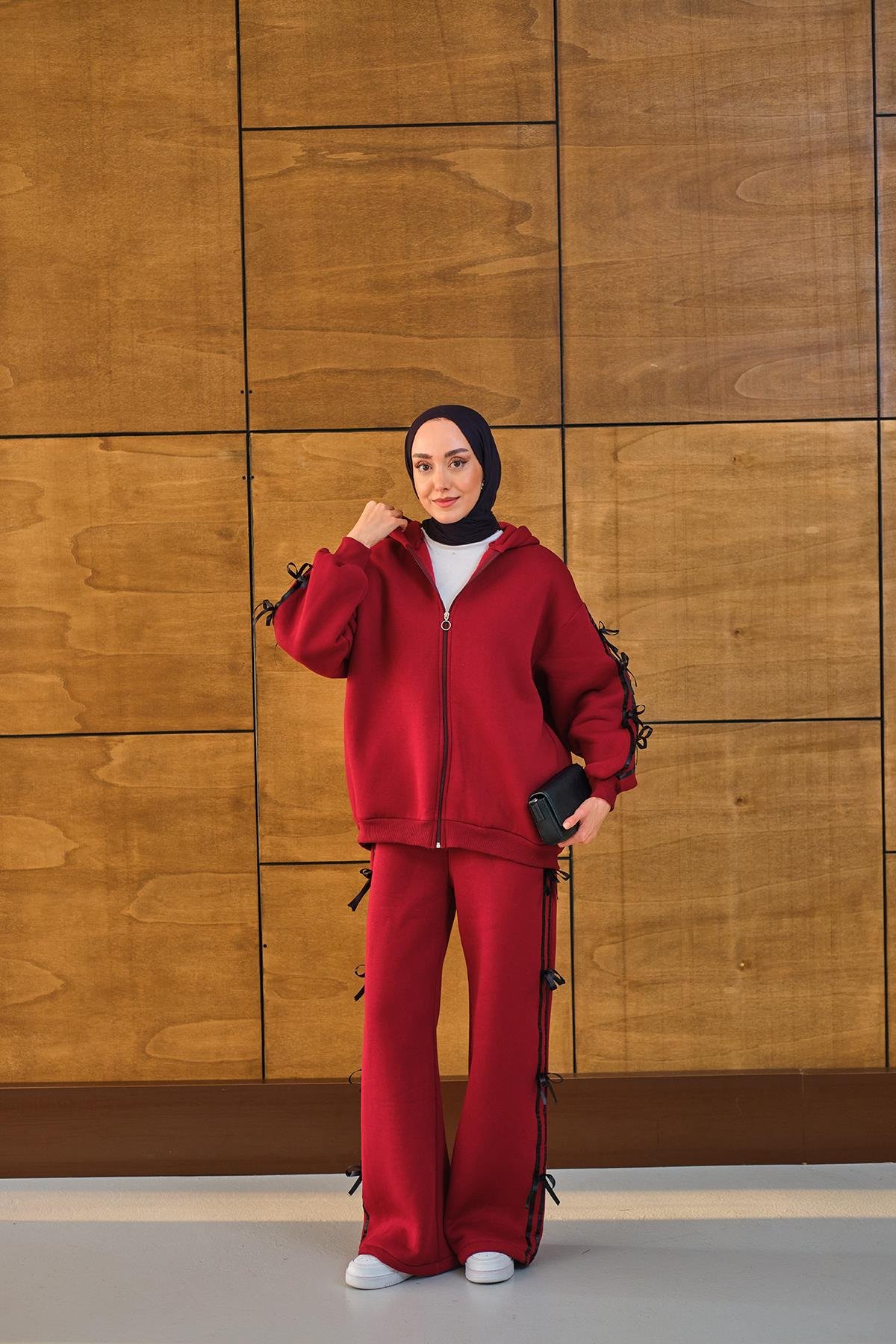 Kurdale Detaylı Takım Bordo