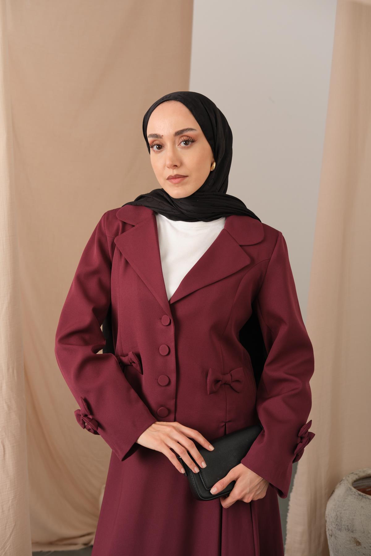 Kurdele Detaylı Takım Mürdüm