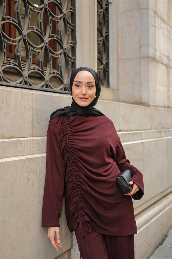 Lastik Detay İkili Takım Bordo