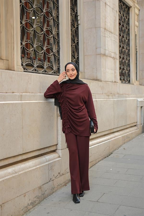 Lastik Detay İkili Takım Bordo