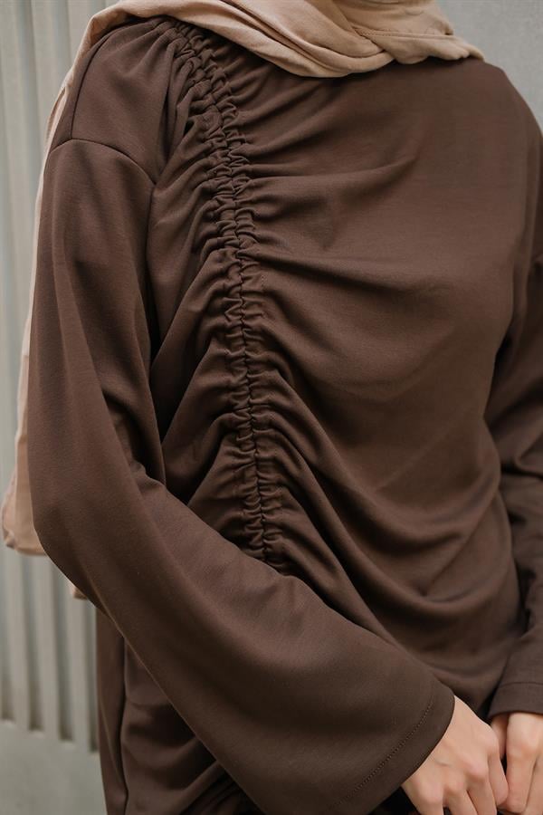 Lastik Detay İkili Takım Kahverengi