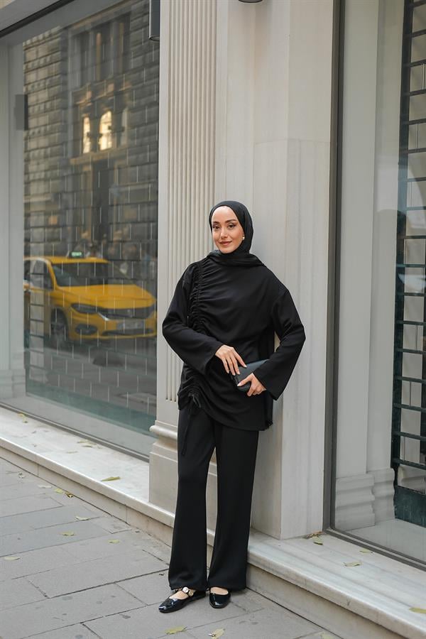 Lastik Detay İkili Takım Siyah