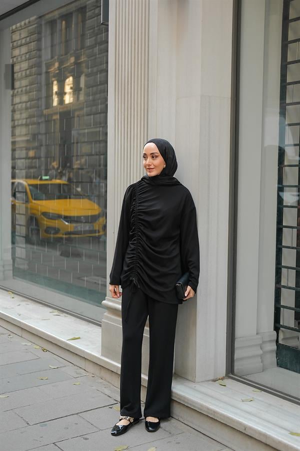 Lastik Detay İkili Takım Siyah