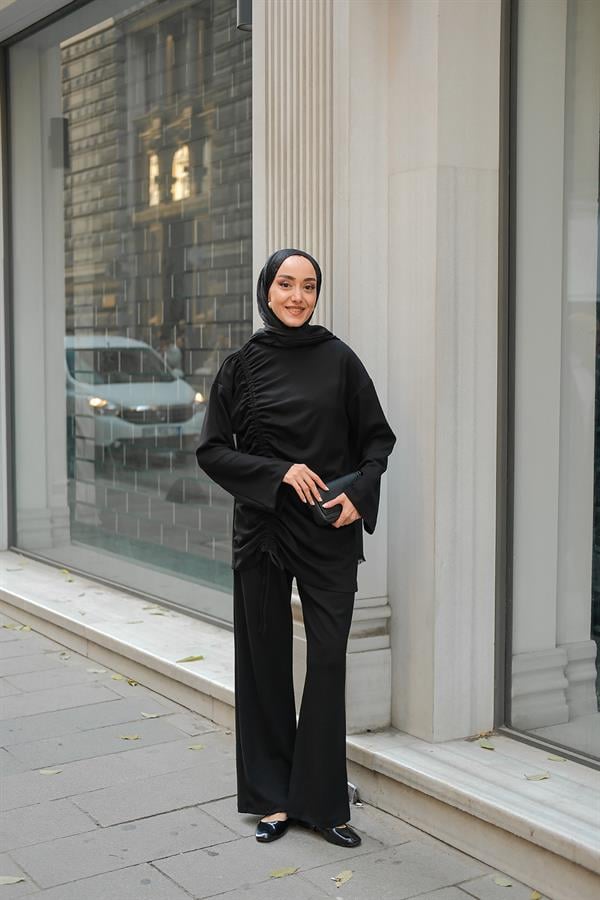 Lastik Detay İkili Takım Siyah