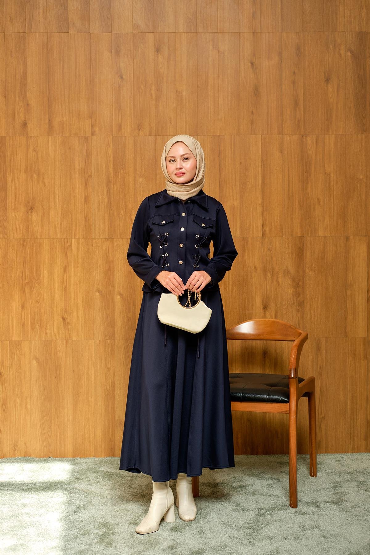 Menra Kuşgözü Detaylı Takım Lacivert