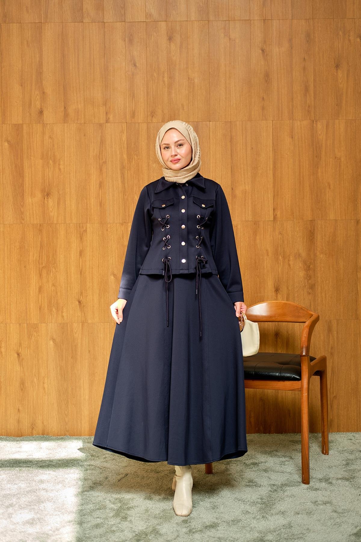 Menra Kuşgözü Detaylı Takım Lacivert