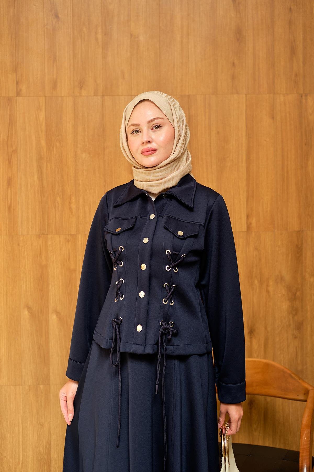 Menra Kuşgözü Detaylı Takım Lacivert