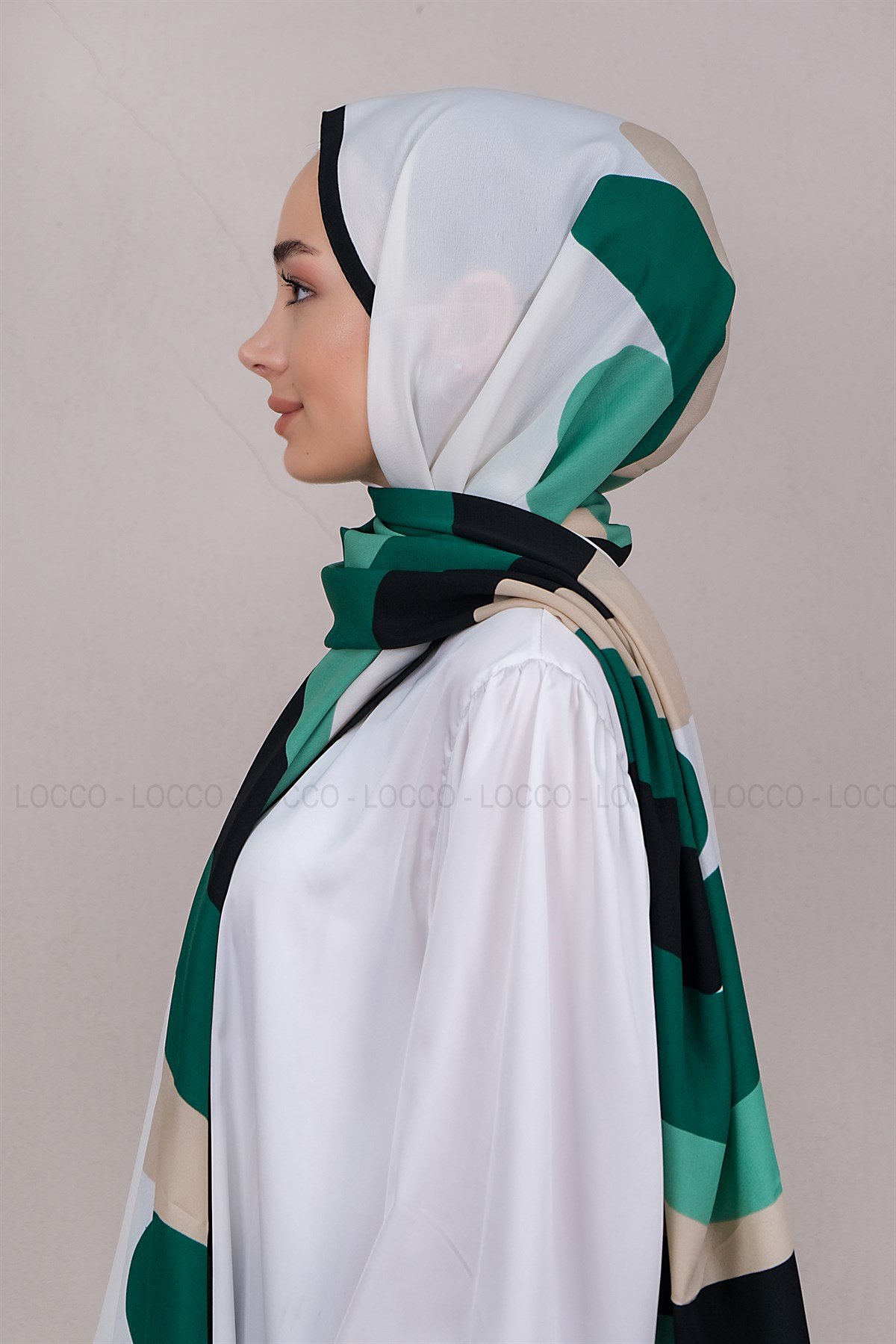 Uygun Fiyatlı MINIMAL DESEN SAL TAS-BEYAZ | Loccomoda.com 