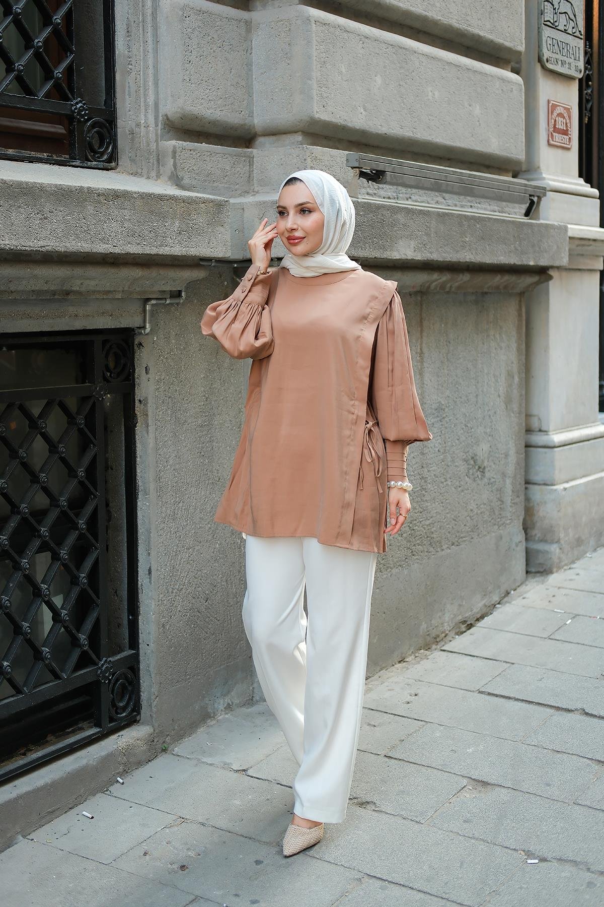 Nervur Detay Cupra Tencel Tunik Vizon