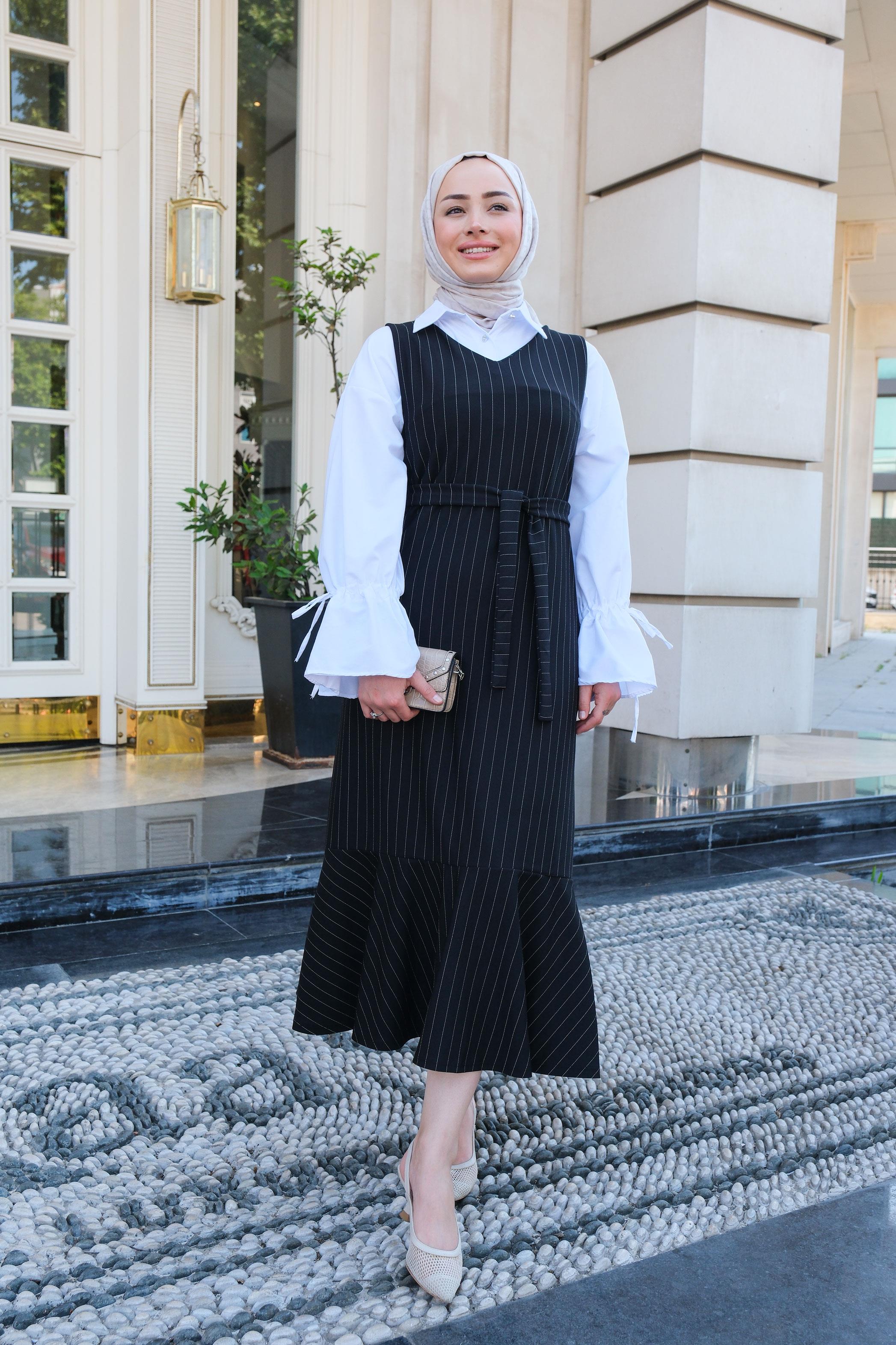 Omuz Bağlama Detay Jile Siyah