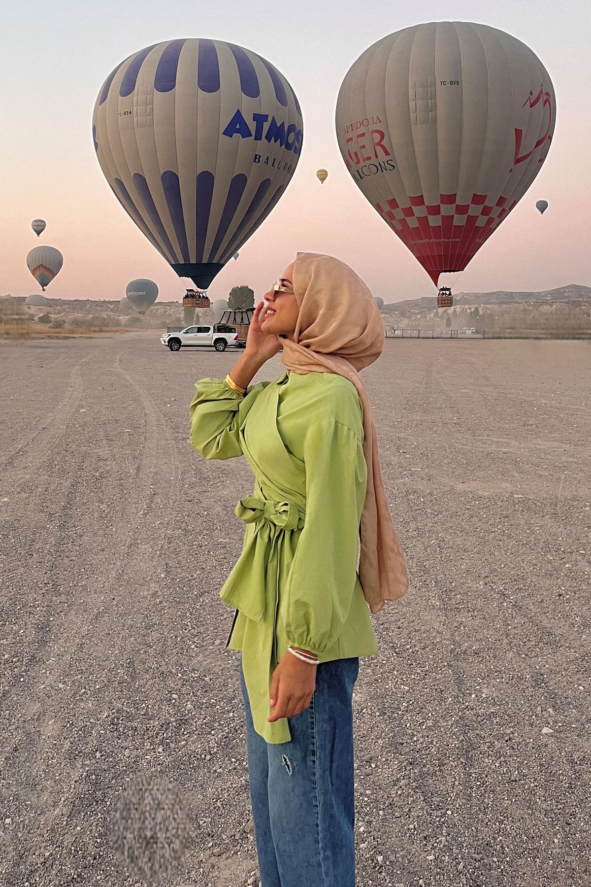 Omuz Bağlamalı Poplin Gömlek Yeşil