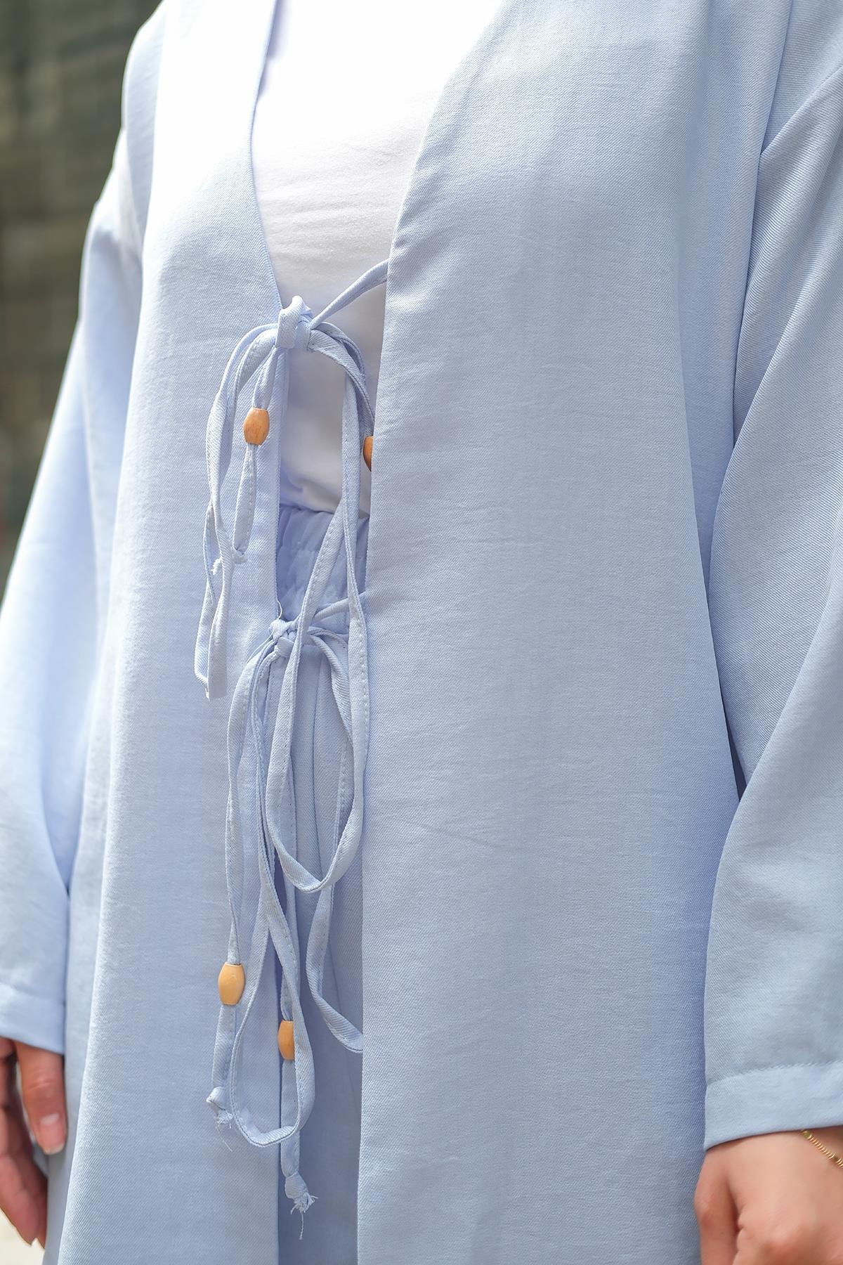 Ön Bağlama Detaylı Takım Bebe Mavi