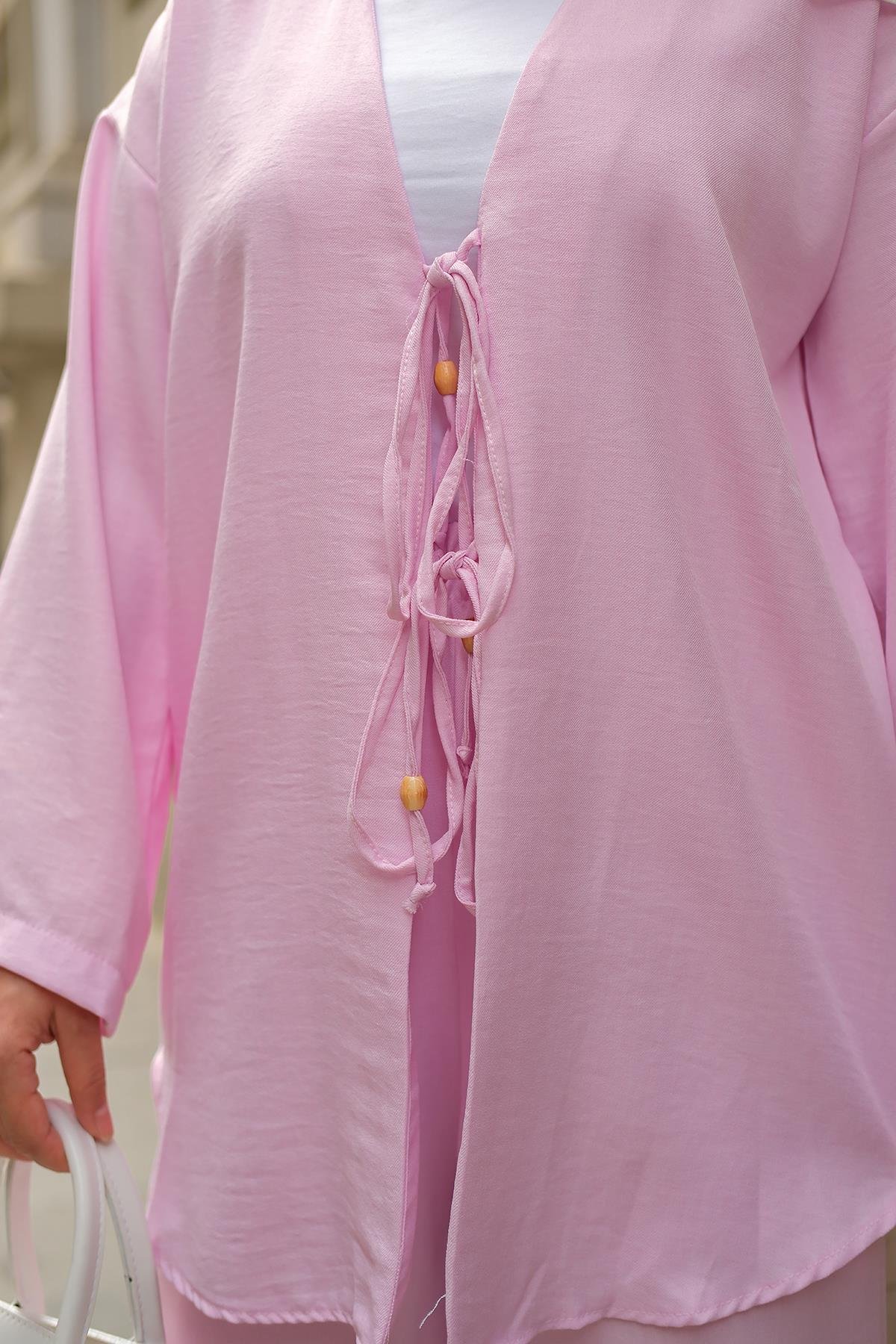 Ön Bağlama Detaylı Takım Pembe