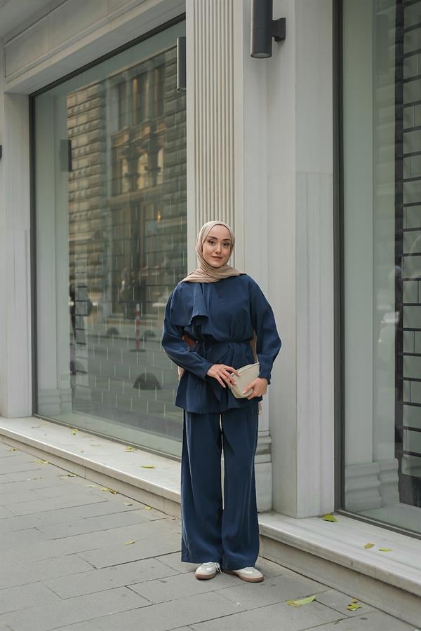 Ön Büzgülü İkili Takım Lacivert