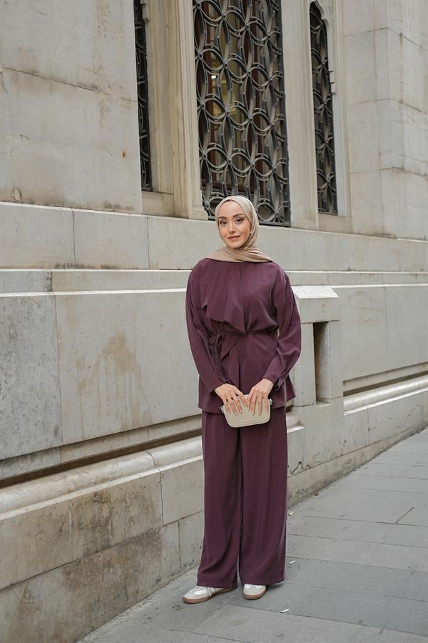 Ön Büzgülü İkili Takım Mürdüm