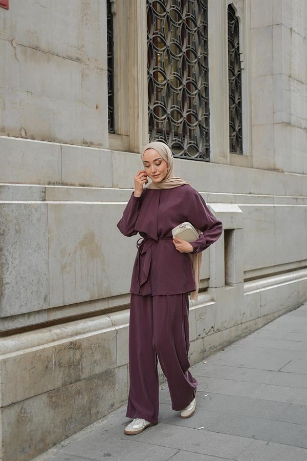 Ön Büzgülü İkili Takım Mürdüm