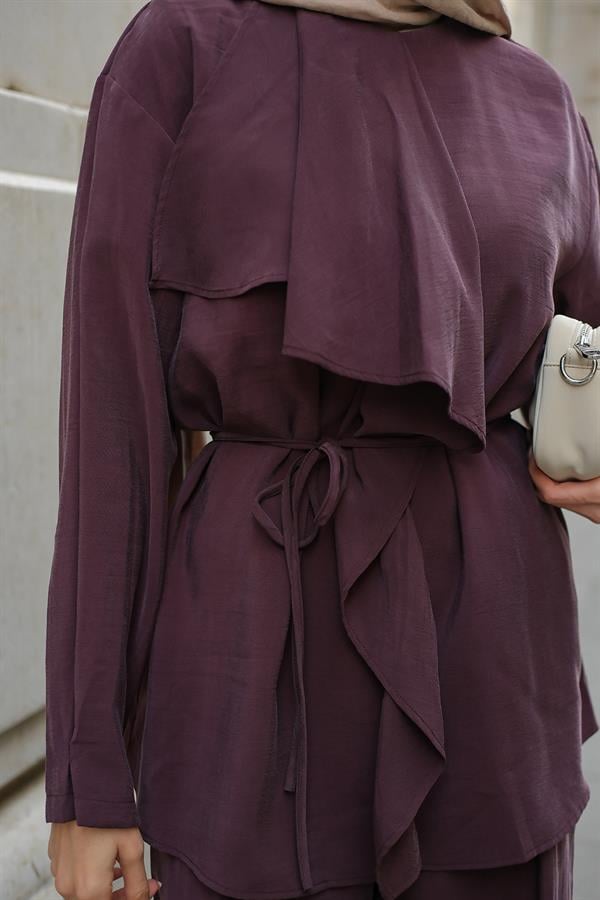 Ön Büzgülü İkili Takım Mürdüm