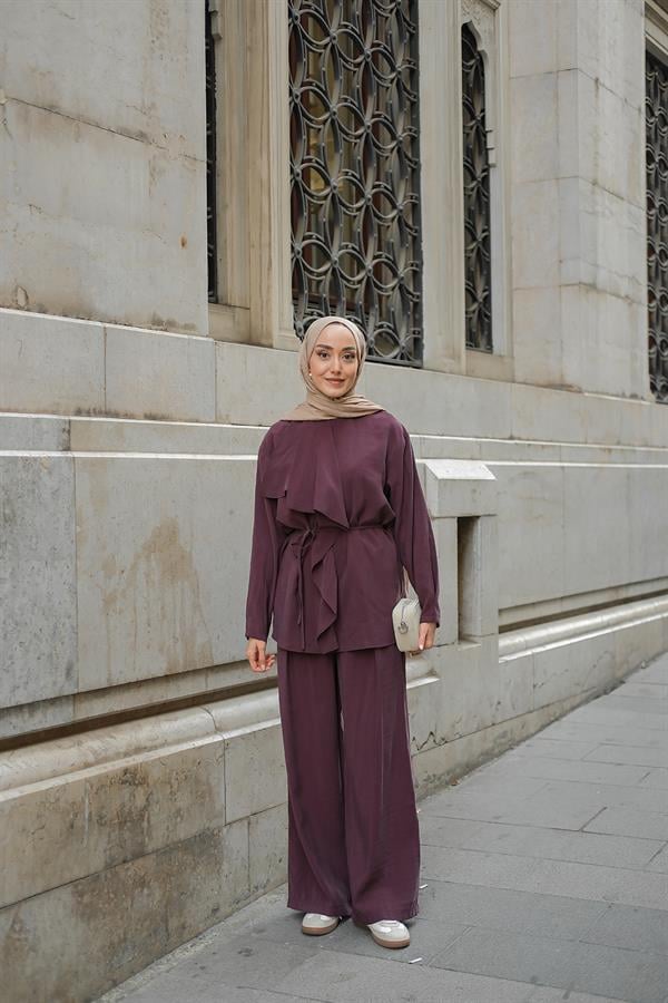 Ön Büzgülü İkili Takım Mürdüm