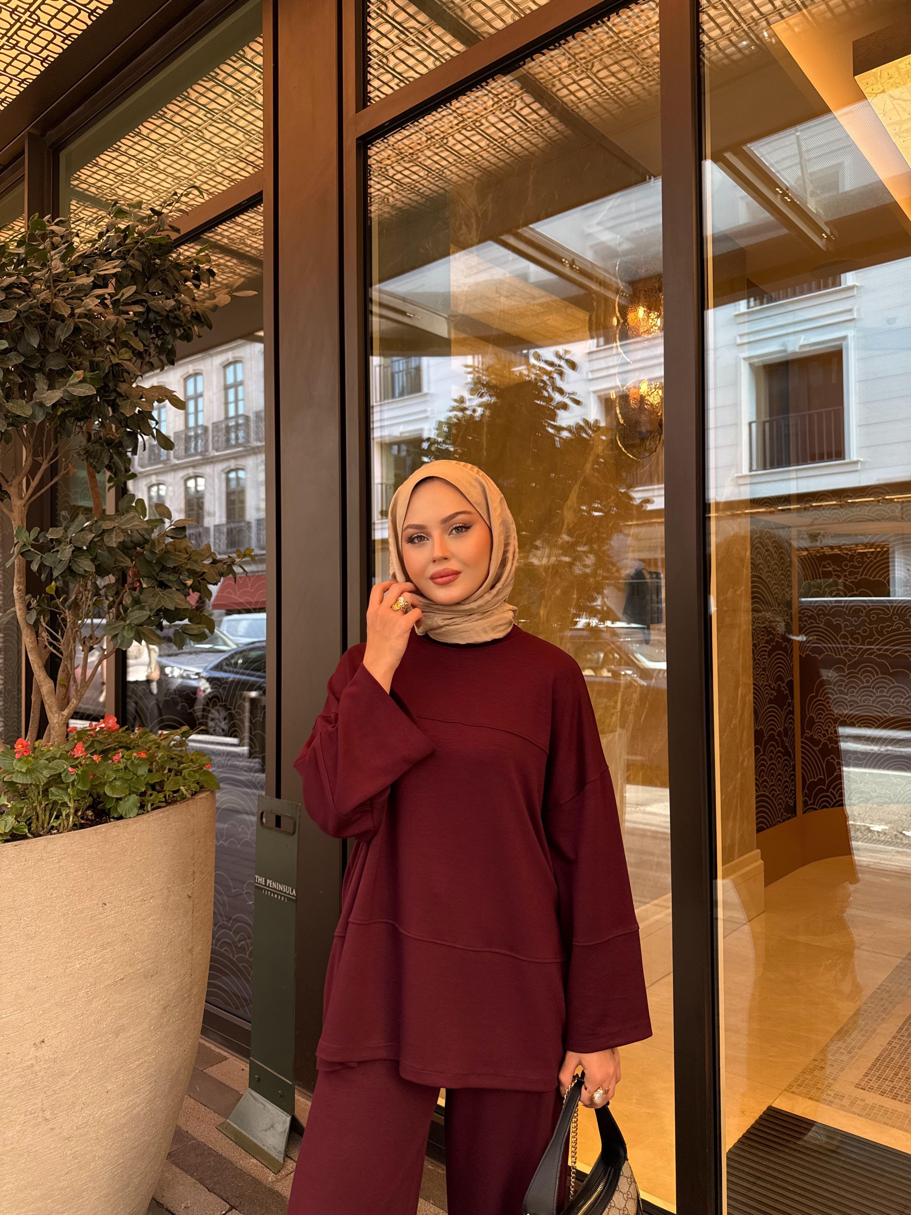 Önü Çima Detay Takım Bordo
