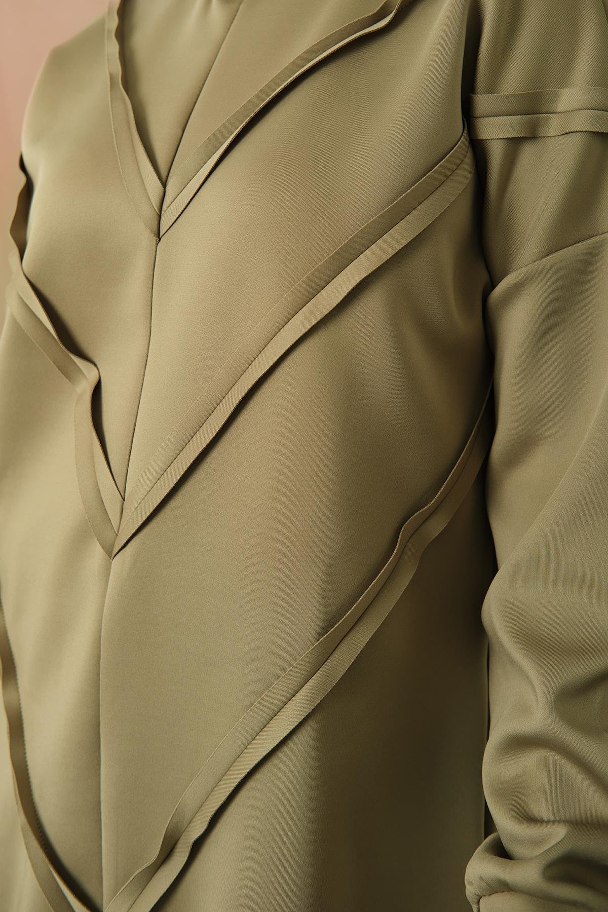 Önü V Detaylı Tunik Fıstık Yeşil